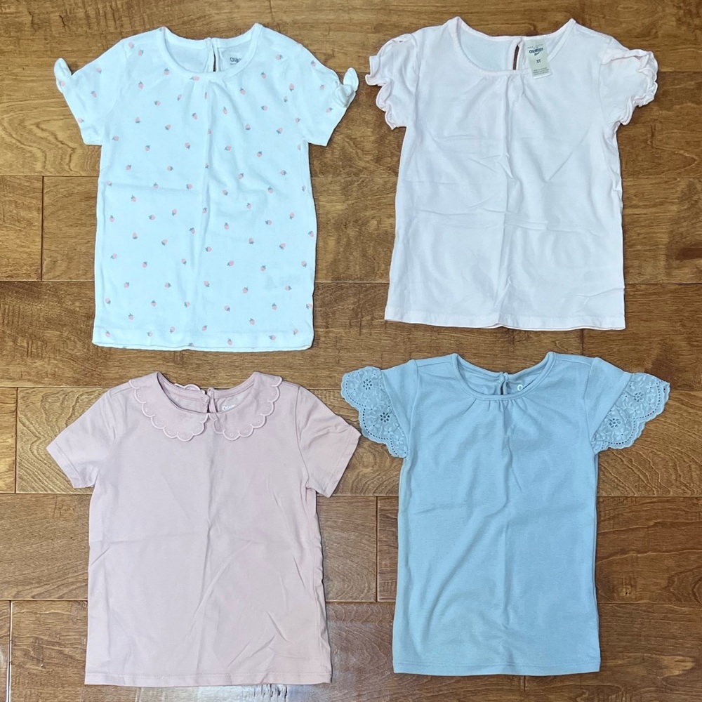 Toddler Girls OshKosh B’Gosh Short Sleeve Shirts - 4T - Peter Pan Collar, Pink